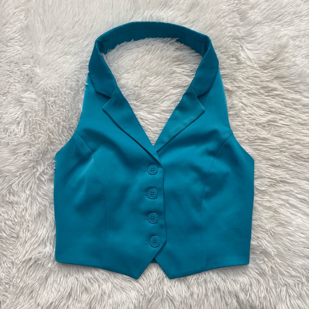 EUC House of Harlow 1960 Satin Cropped Vest Halter Top!